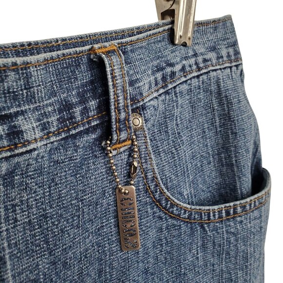 Chicos Denim 2 Size L Skirt Denim Blue Jean Mid Rise Stretch Crosshatch Casual - Picture 6 of 10